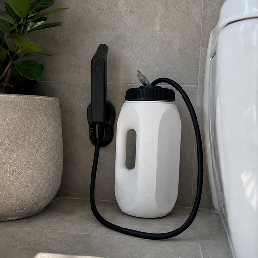 Flexibidet Dark draagbare elektrische bidet met 2,5 liter reservoir en zwarte handsproeier